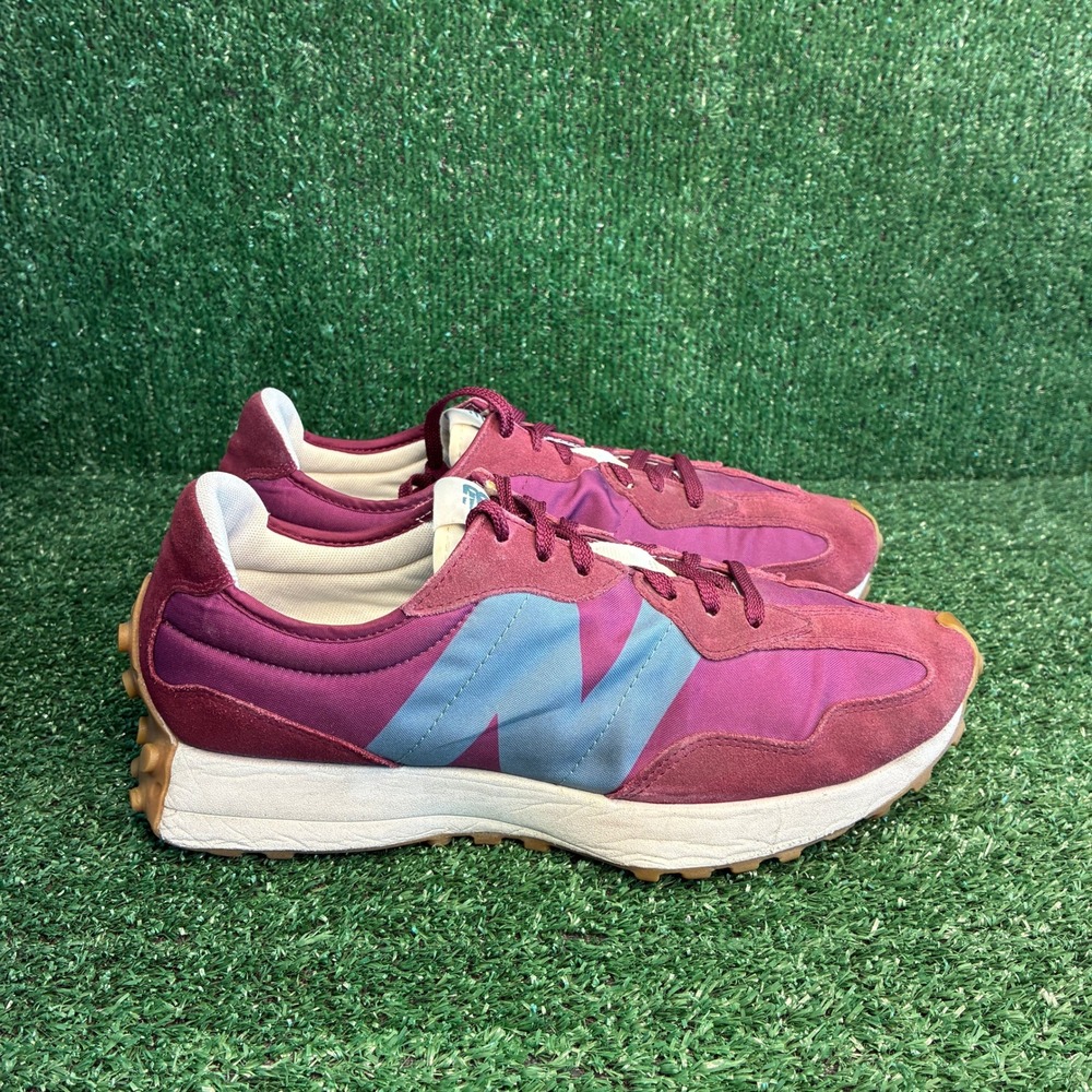 New Balance 327 MS327HE1 Suede Nylon Retro Lifestyle Sneakers Burgundy Mens 11.5